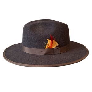 Bruno Capelo Australian Wool blue feather MONARCH fedora HAT sz M